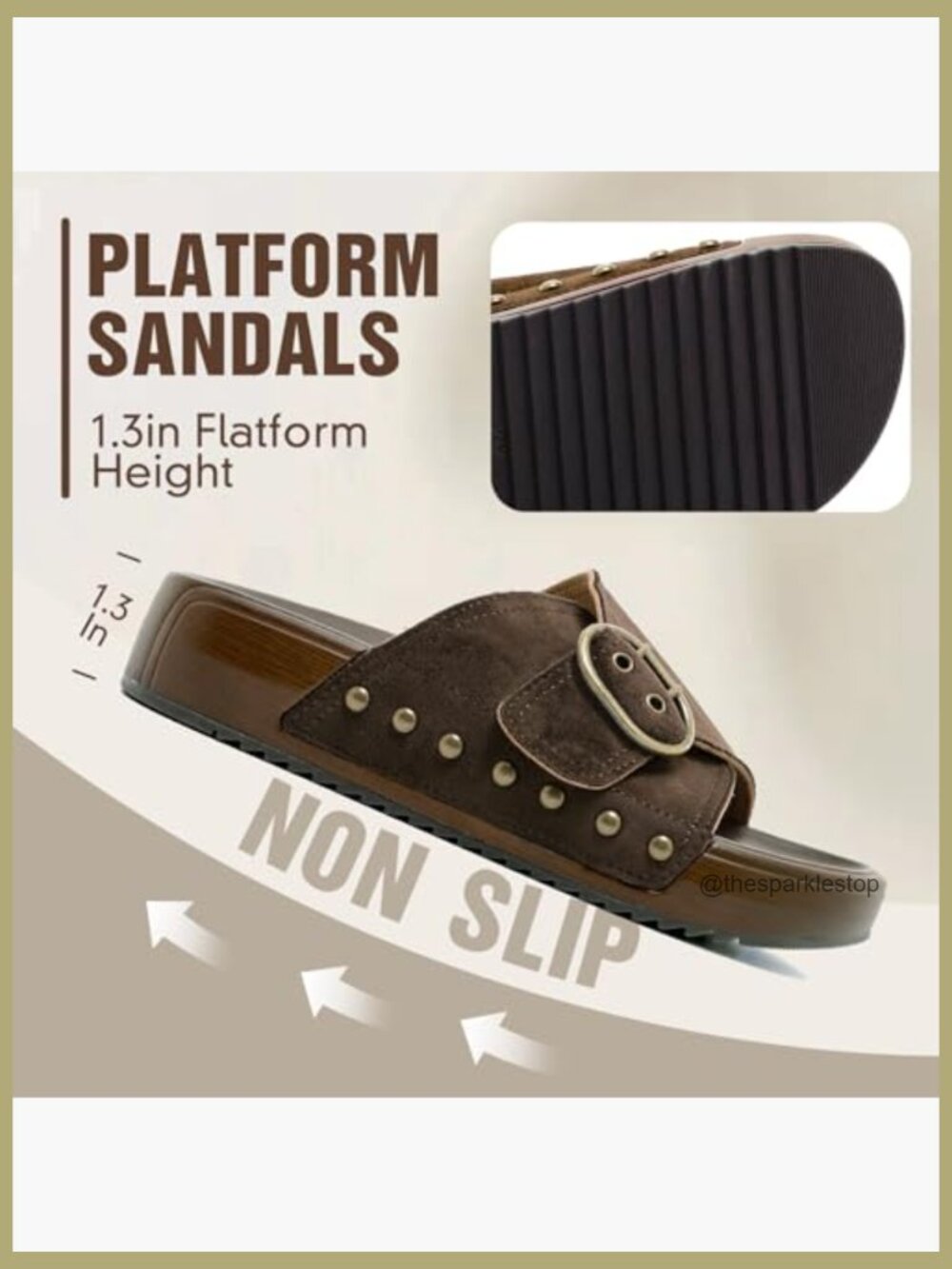 Platform Sandals, Arch Support Walking Sandals with Adjustable Buckle Straps, - Picture 5 of 7